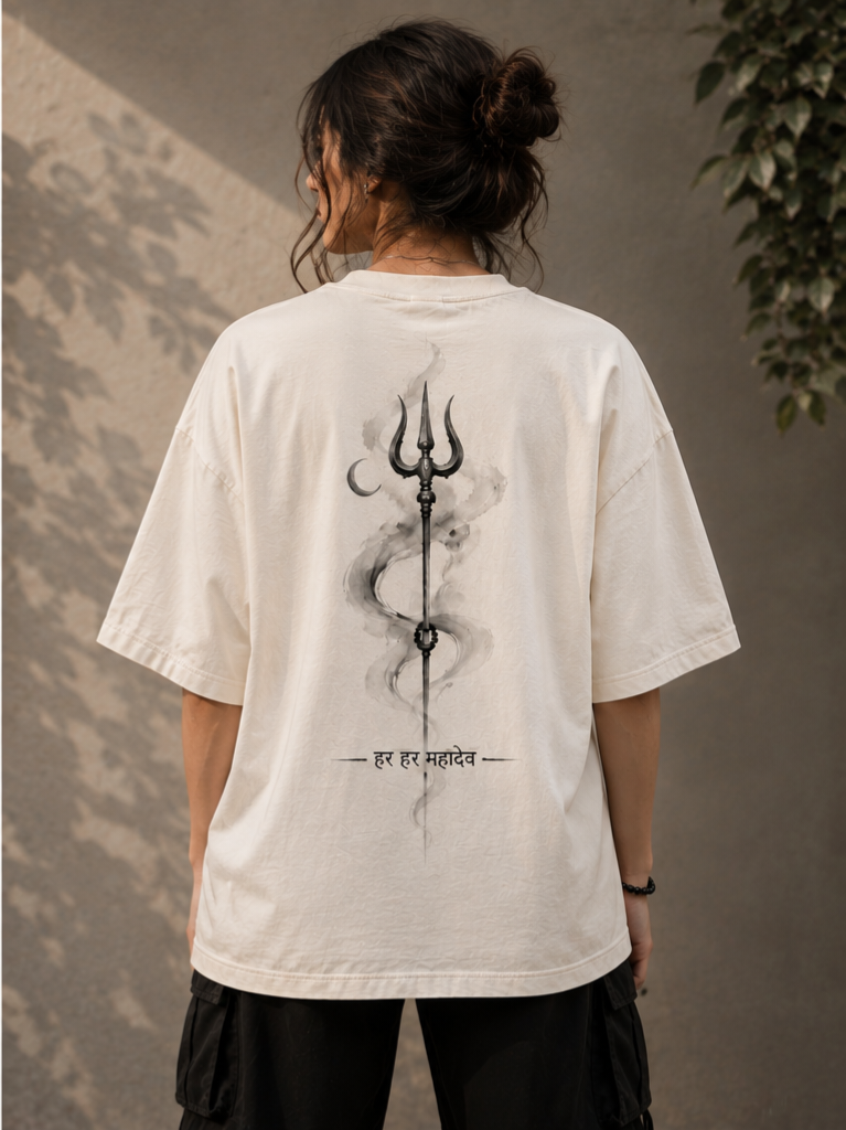 Har Har Mahadev Trishul Oversized Tee