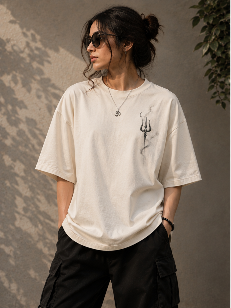 Har Har Mahadev Trishul Oversized Tee