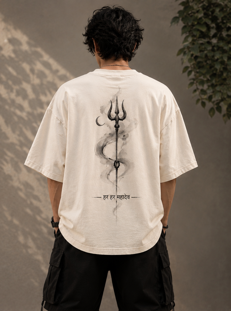 Har Har Mahadev Trishul Oversized Tee