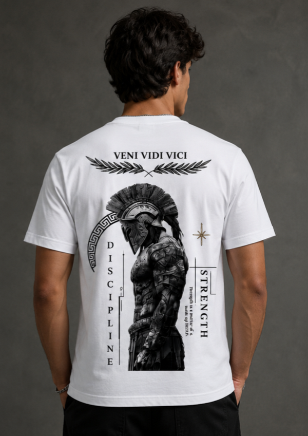 Veni Vidi Vici – Spartan Warrior Oversized Tee (White)