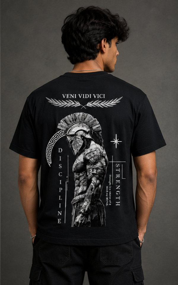 Veni Vidi Vici – Spartan Warrior Oversized Tee (Black)