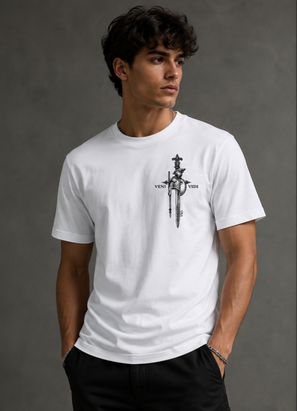 Veni Vidi Vici – Spartan Warrior Oversized Tee (White)