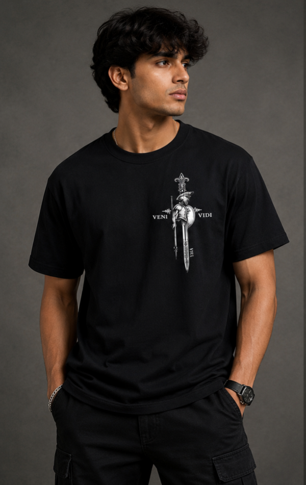 Veni Vidi Vici – Spartan Warrior Oversized Tee (Black)